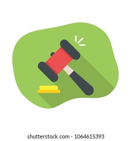 Judge or auction hummer. Flat icon modern design style vector illustration with long shadow