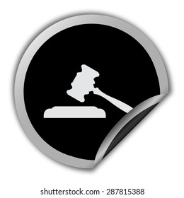 judge or auction icon - round vector sticker
