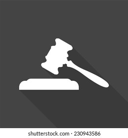 judge or auction icon - vector illustration with long shadow isolated on gray 