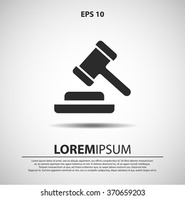 judge and auction icon for web and mobile. gavel sign in flat design style