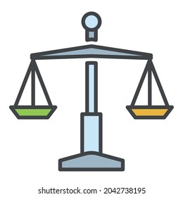 Judge balance icon. Outline judge balance vector icon color flat isolated on white