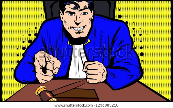 Judge Bench Crazy Look Pointing Finger Stock Vector (Royalty Free ...