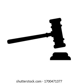 Judge black hammer on a white background, vector illustration