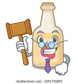 Judge bottle apple cider above cartoon table