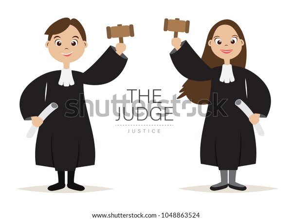 Judge Cartoon Character Design Hold Hammer Stock Vector (Royalty Free ...