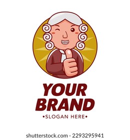 Judge Cartoon Character Logo Vector Template