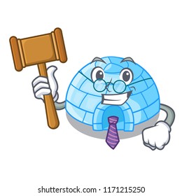 Judge cartoon ice house igloo on snowing day