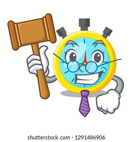 Judge cartoon stopwatch on for the race