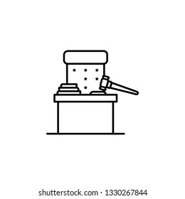 Judge chair, gavel icon. Element of law and justice icon. Thin line icon for website design and development, app development. Premium icon