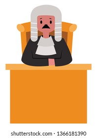 Judge character behind the desk vector illustration on a white background