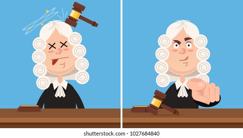 Judge character mascot. Vector flat cartoon illustration set