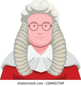 Judge character, wig and gown, Law concept,