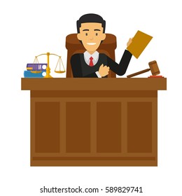 Judge character working at the court 