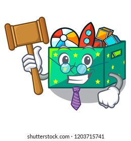 Judge children toy boxes isolated on mascot