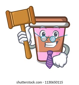 Judge coffee cup mascot cartoon vector illustration