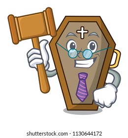 Judge coffin mascot cartoon style vector illustration