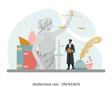 Judge concept. Court worker stand for justice and law. Judge in traditional