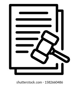 Judge contract icon. Outline judge contract vector icon for web design isolated on white background