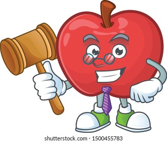 Judge cute apple character mascot with object cartoon