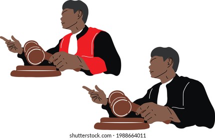 The Judge Decides The Case With A Hammer (you Can Change The Color Of The Judge's Robe Which Is Red), Legal, Law, Court, Case, Convict, Right, Justice, Judex Facti 