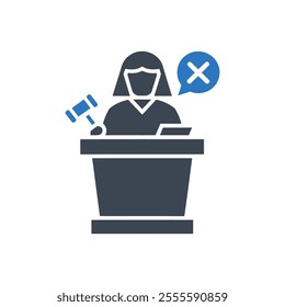 Judge Denying Icon on white background