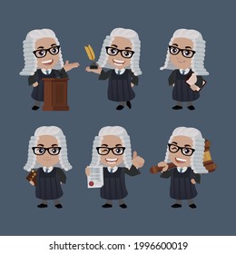 Judge with different poses. vector