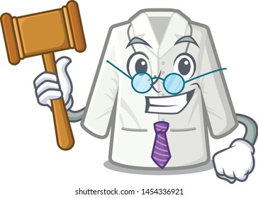 Judge doctor coat hanging on cartoon wall