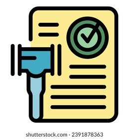 Judge document icon outline vector. Law copyright. Property patent color flat