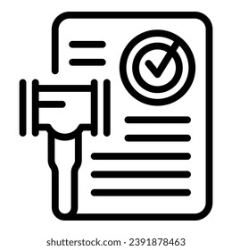 Judge document icon outline vector. Law copyright. Property patent
