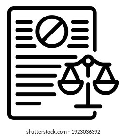 Judge documents icon. Outline judge documents vector icon for web design isolated on white background