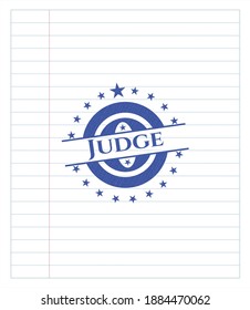 Judge drawn with pen. Blue ink. Vector Illustration. Detailed. 