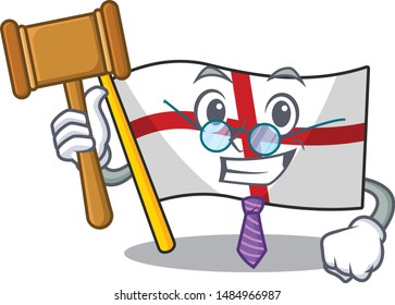 Judge flag england hoisted on character pole
