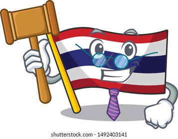 Judge flag thailand cartoon is hoisted on character pole