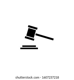 Judge Gavel Auction Icon Vector Illustration in black flat design on white background