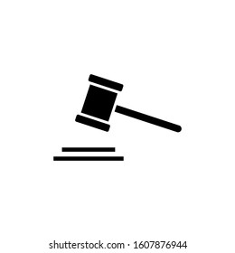 Judge Gavel Auction Icon Vector Illustration in black flat design on white background