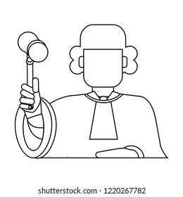 Judge with gavel avatar black and white