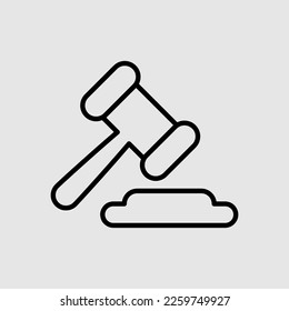 Judge gavel. Black simple vector icon trendy style illustration on white background 