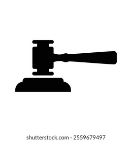 Judge gavel black and white flat vector icon and symbol design