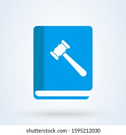 judge gavel and book flat. vector modern design illustration