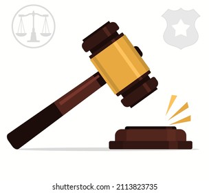 Judge gavel. Decision glossy mallet for court verdict. legal law advice and justice concept. Vector