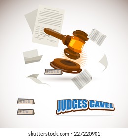 judge gavel with document paper. bidding concept - vector illustration