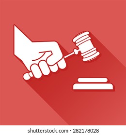 judge gavel in hand symbol, vector