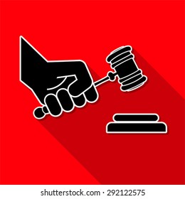 judge gavel in hand symbol, vector
