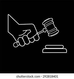judge gavel in hand symbol, vector