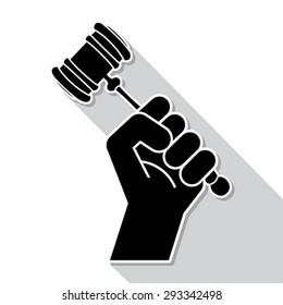 judge gavel in hand symbol, vector