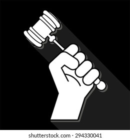 judge gavel in hand symbol, vector