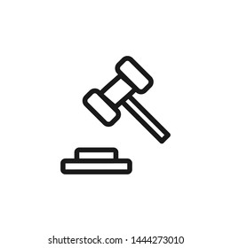 Judge gavel icon. Auction or judge hammer icon vector illustration. Law symbol. Judiciary sign. Justice illustration.
