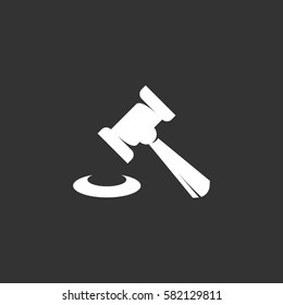 Judge Gavel Icon Isolated On Black Background. Judge Gavel Vector Logo. Flat Design Style. Modern Vector Pictogram For Web Graphics - Stock Vector