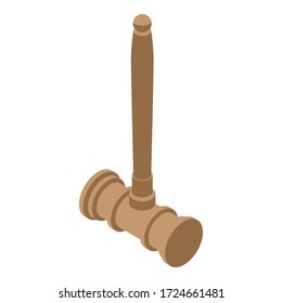 Judge gavel icon. Isometric of judge gavel vector icon for web design isolated on white background