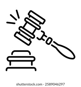 Judge gavel icon in linear style 